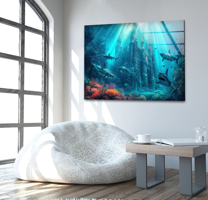 Underwater Atlantis Glass Wall Art, art glass wall art, glass wall art pictures