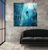 The Atlantis Diver Glass Wall Art, stained glass wall art, stained glass wall decor