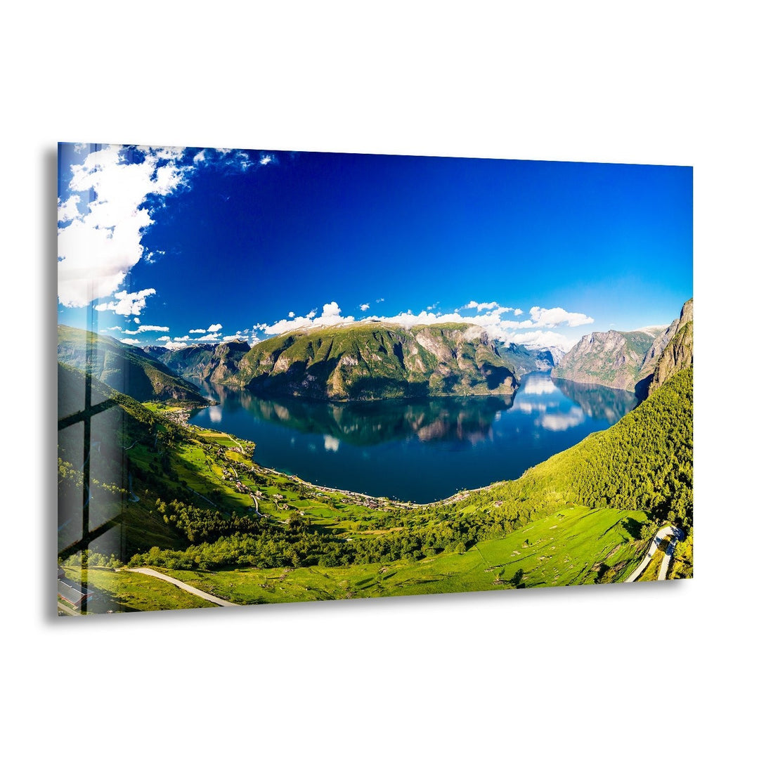 Aurlandsfjord Landscape Glass Wall Art glass image printing, glass prints from photos