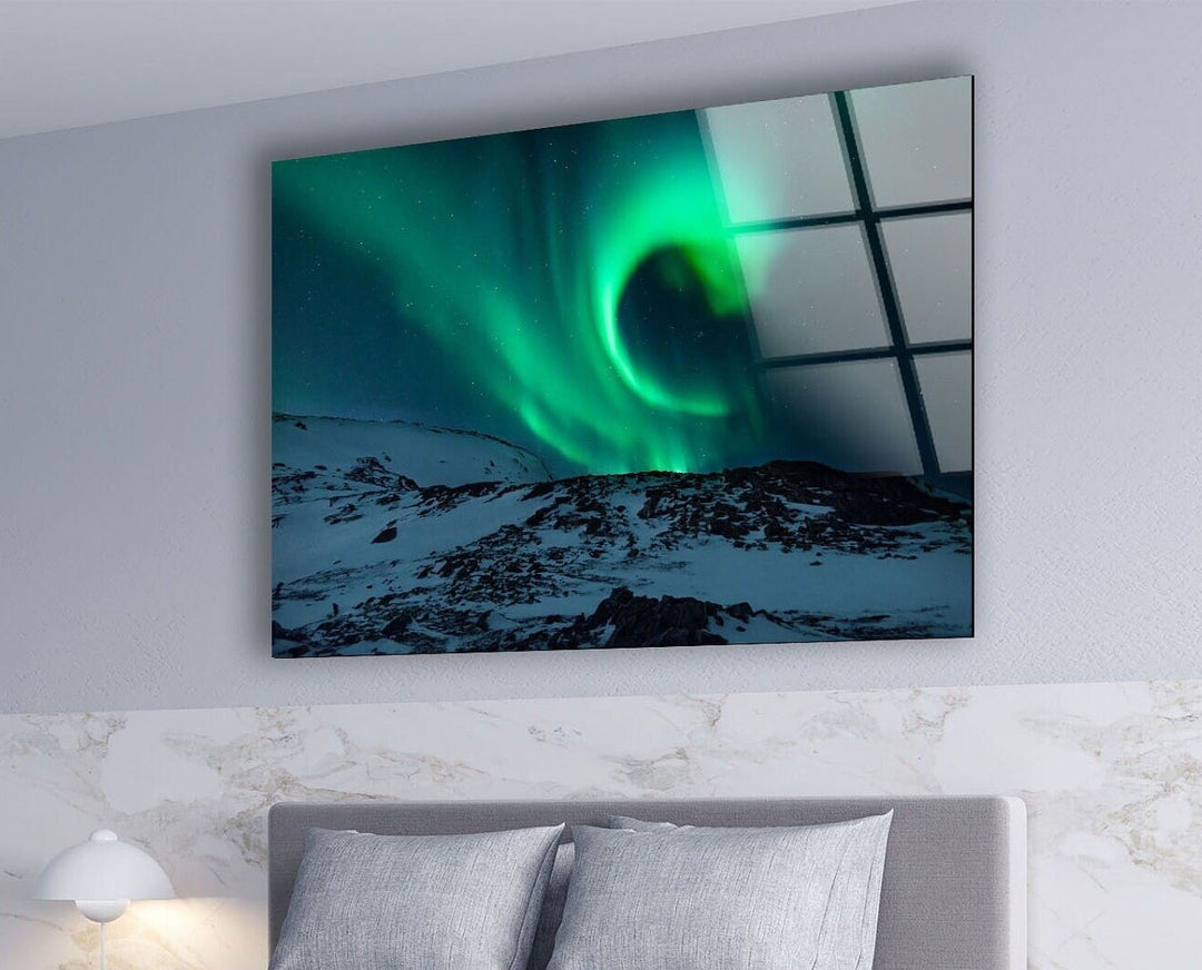 Aurora Borealis Glass Wall Art photo print on glass, prints on glass wall art