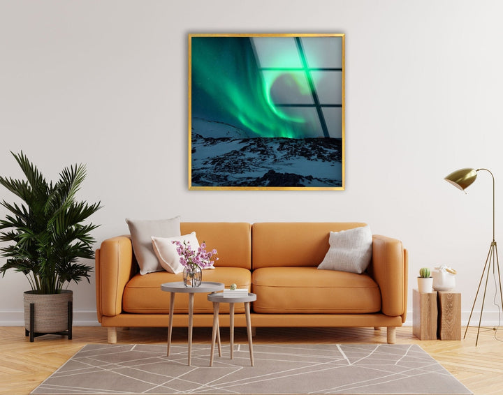 Aurora Borealis Glass Wall Art print picture on glass, Tempered Glass Wall Art