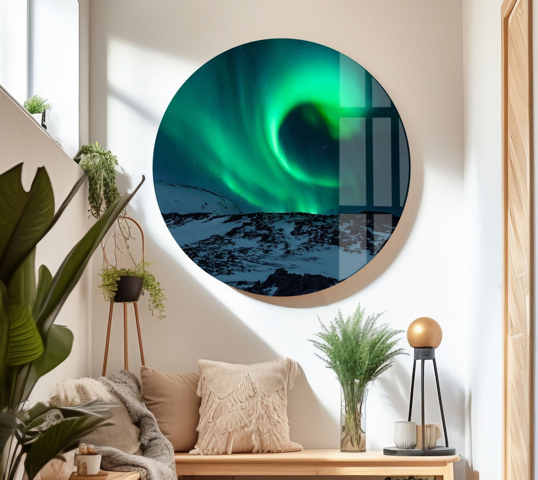 Aurora Borealis Glass Wall Art print on glass, glass printed photos