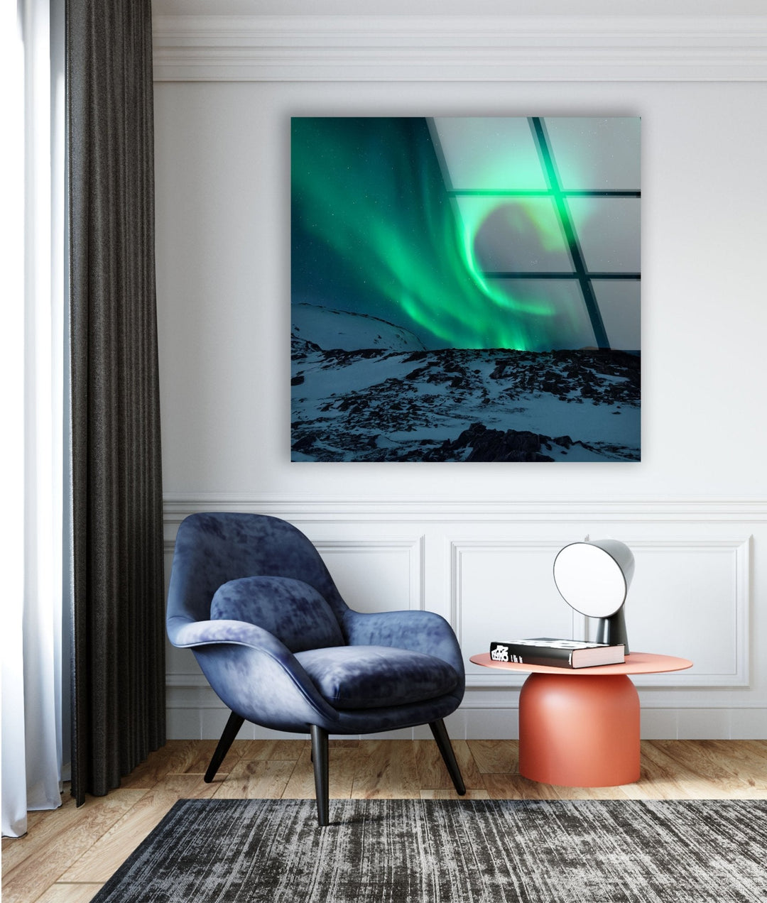 Aurora Borealis Glass Wall Art glass art painting, glass art for the Wall