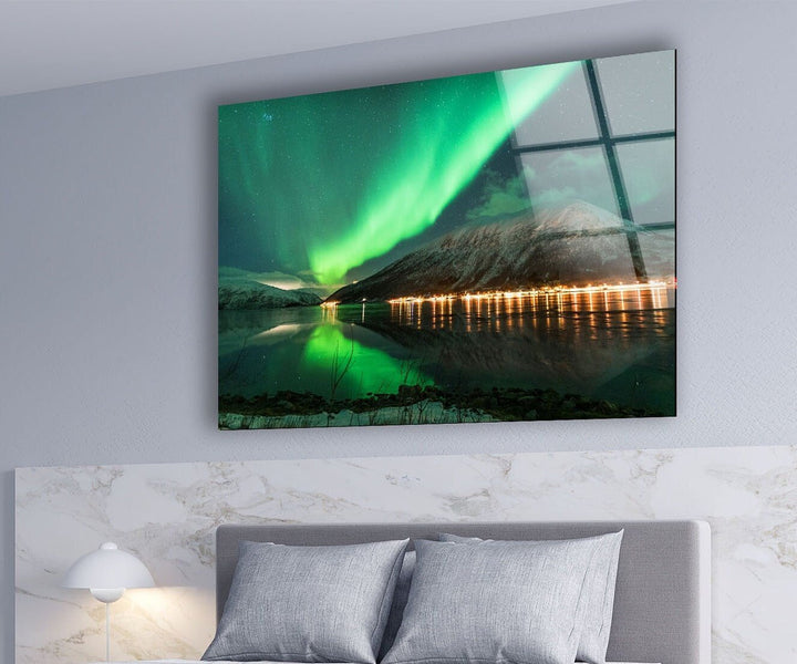 Aurora Borealis Green Glass Wall Art glass photo prints, glass picture prints