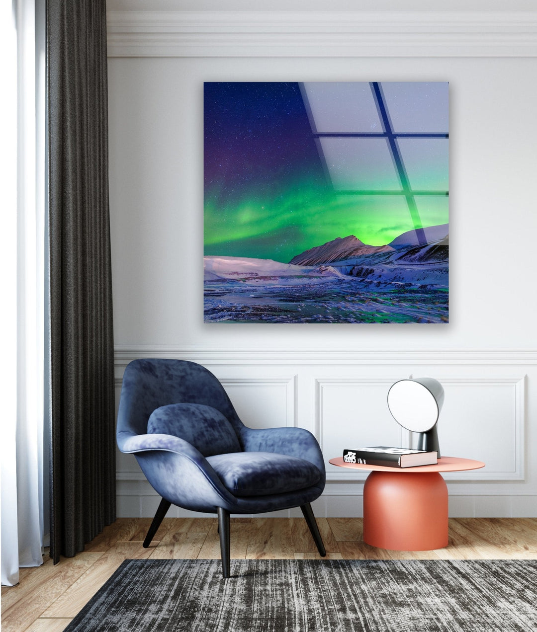 Aurora Borealis Neon Glass Wall Art custom glass pictures, glass art prints