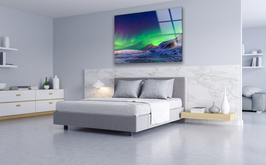 Aurora Borealis Neon Glass Wall Art glass pictures for Wall, glass prints wall art