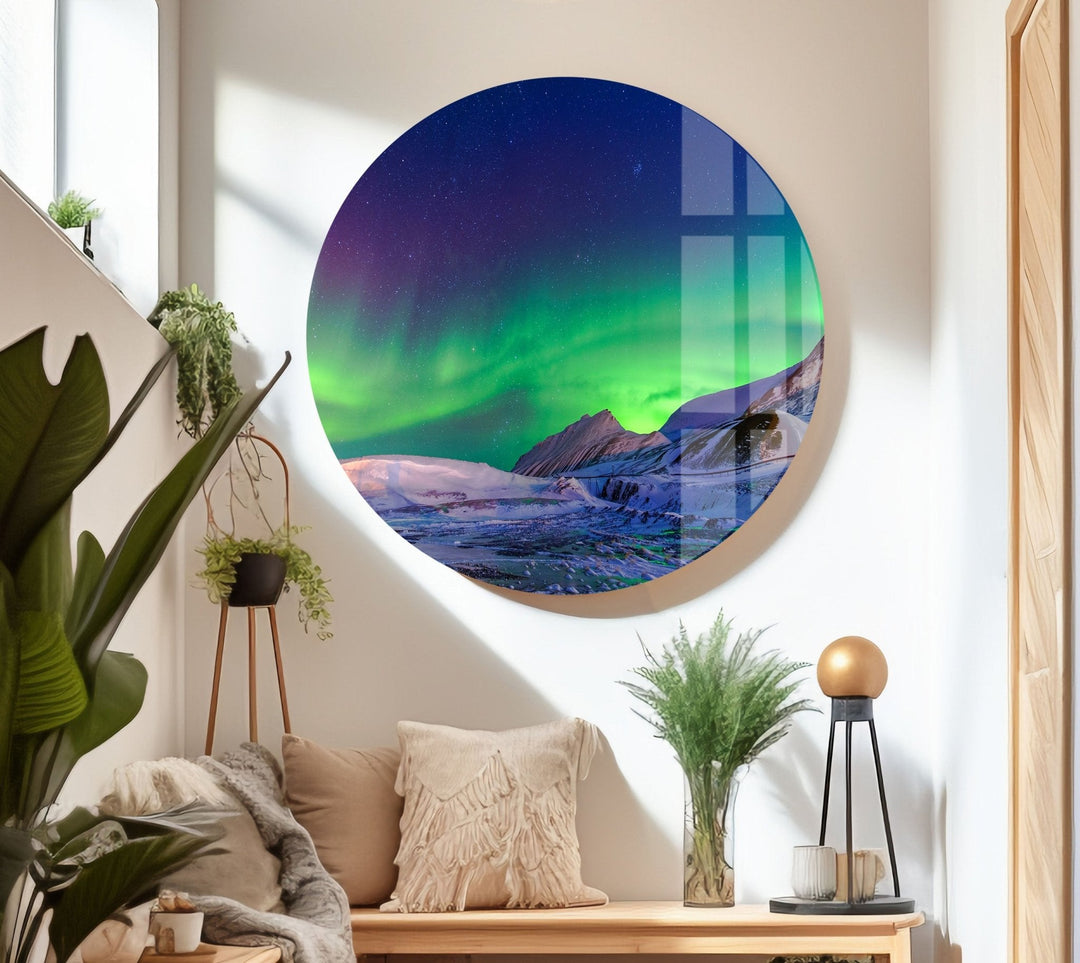 Aurora Borealis Neon Glass Wall Art glass image printing, glass prints from photos