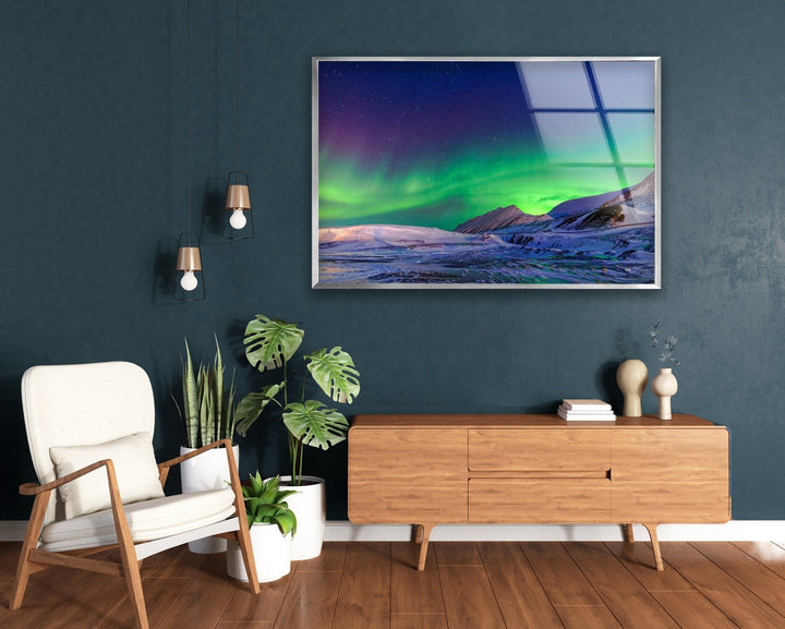 Aurora Borealis Neon Glass Wall Art Glass Printing Wall Art, Print photos on glass