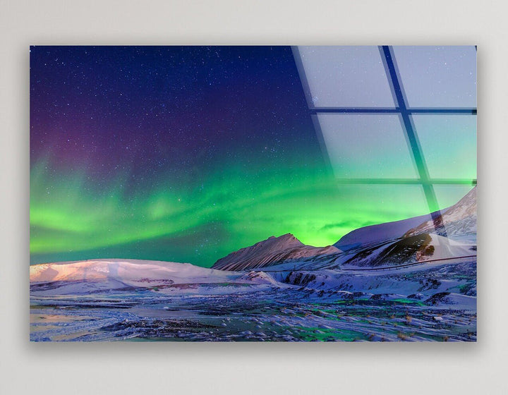 Aurora Borealis Neon Glass Wall Art glass art painting, glass art for the Wall