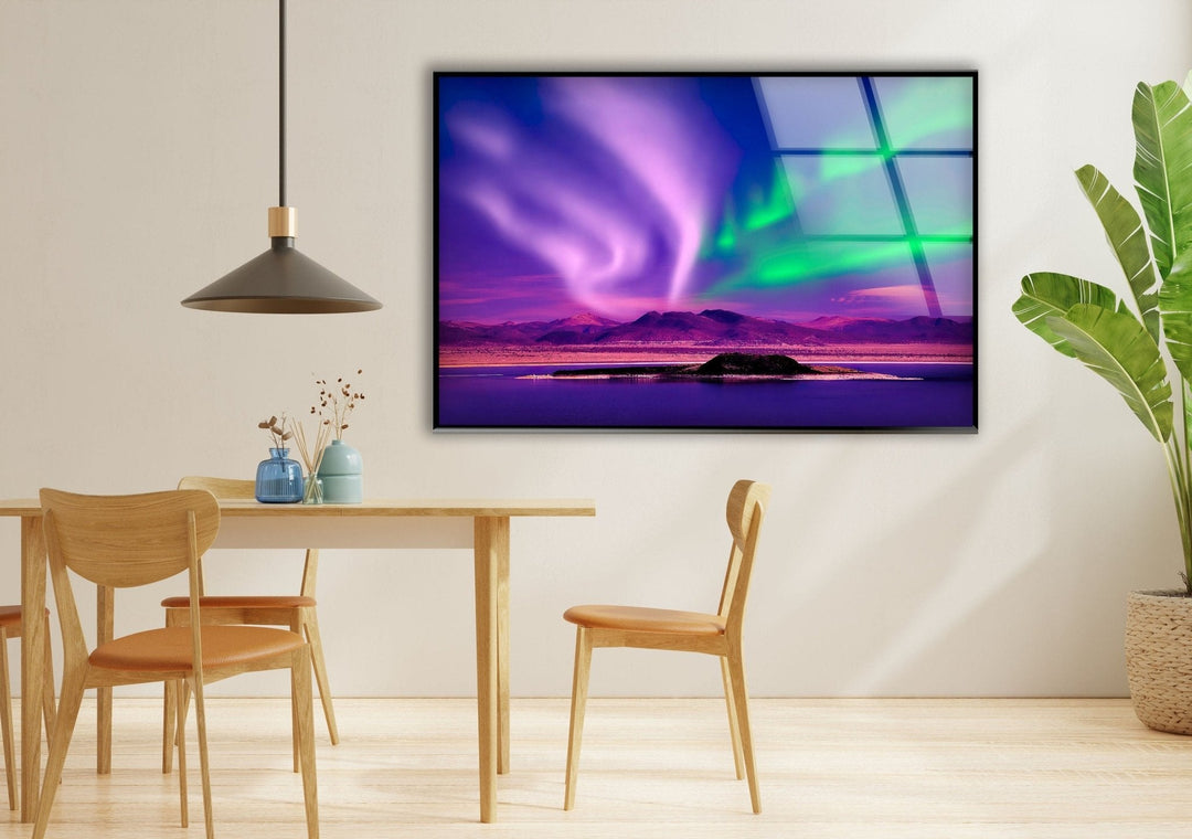 Aurora Borealis Purple Glass Wall Art glass image printing, glass prints from photos