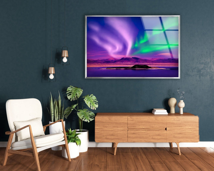 Aurora Borealis Purple Glass Wall Art custom glass pictures, glass art prints