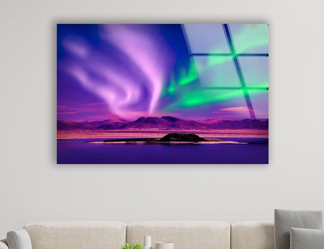 Aurora Borealis Purple Glass Wall Art glass photo prints, glass picture prints