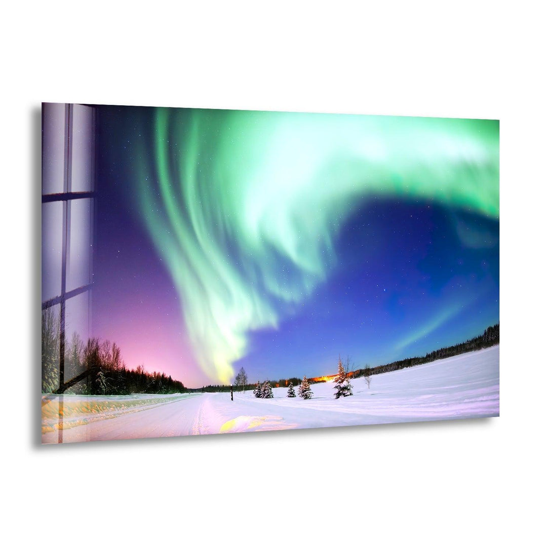 Aurora Borealis Turquoise Glass Wall Art  glass art painting, glass art for the Wall