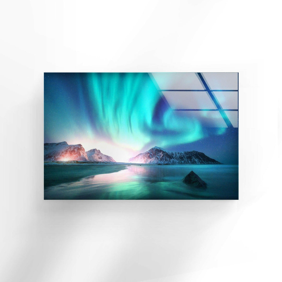 Aurora Northern Blue Glass Wall Art large glass photo prints, glass wall photos