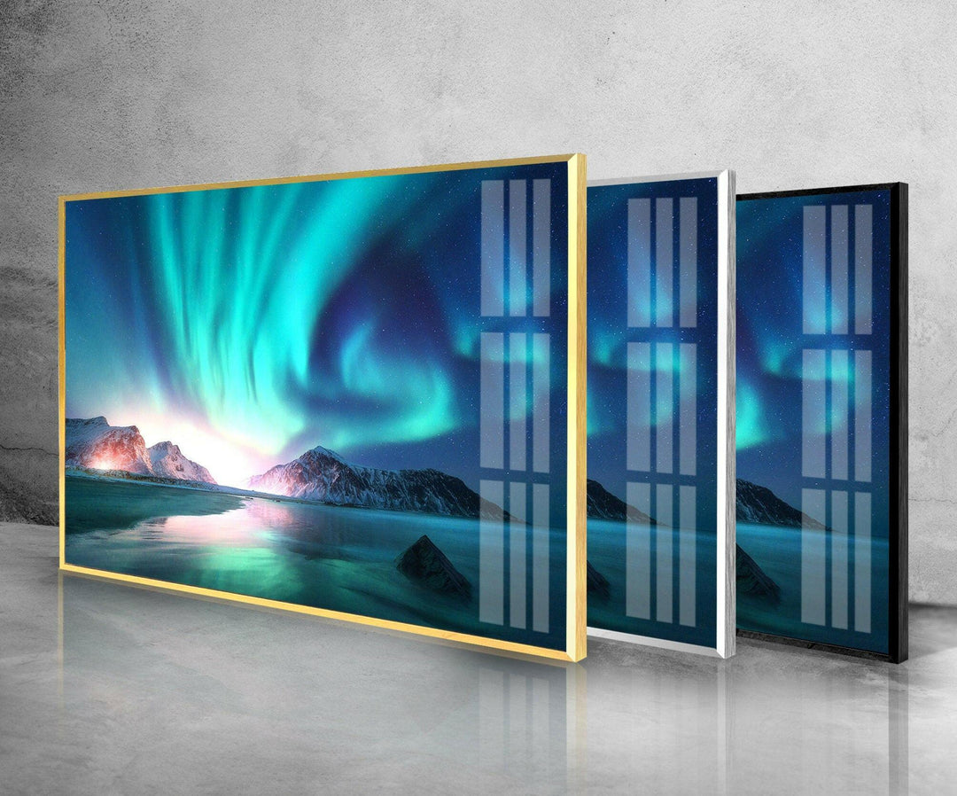 Aurora Northern Blue Glass Wall Art stained glass wall art, stained glass wall decor