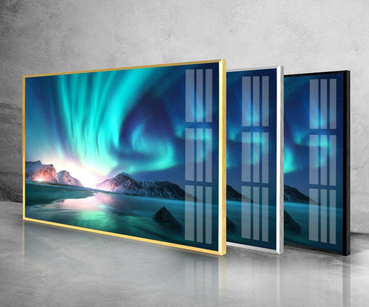 Aurora Northern Blue Glass Wall Art stained glass wall art, stained glass wall decor