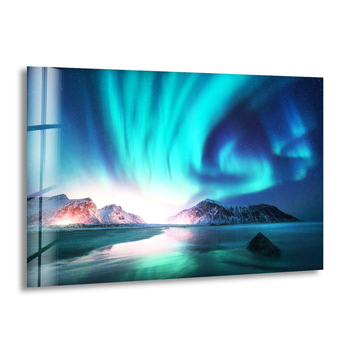 Aurora Northern Blue Glass Wall Art glass pictures for Wall, glass prints wall art