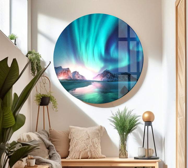 Aurora Northern Blue Glass Wall Art glass wall decor, glass wall art decor