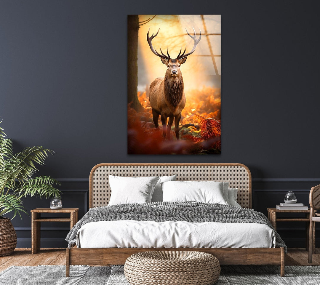 Autumn Deer Glass Wall Art glass pictures for Wall, glass prints wall art
