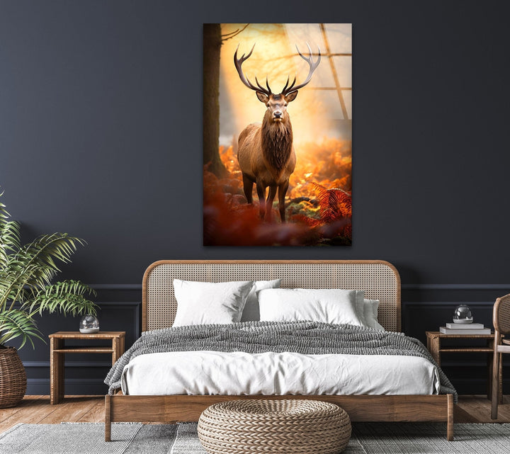 Autumn Deer Glass Wall Art glass pictures for Wall, glass prints wall art
