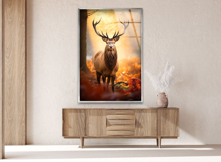 Autumn Deer Glass Wall Art art glass wall art, glass wall art pictures
