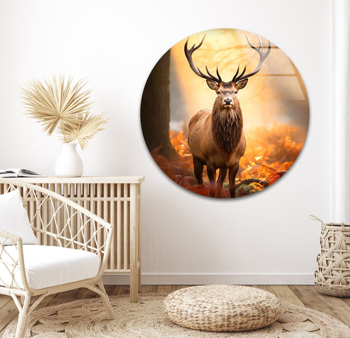 Autumn Deer Glass Wall Art Glass Printing Wall Art, Print photos on glass
