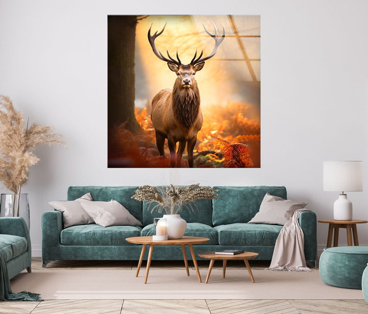 Autumn Deer Glass Wall Art glass photo prints, glass picture prints
