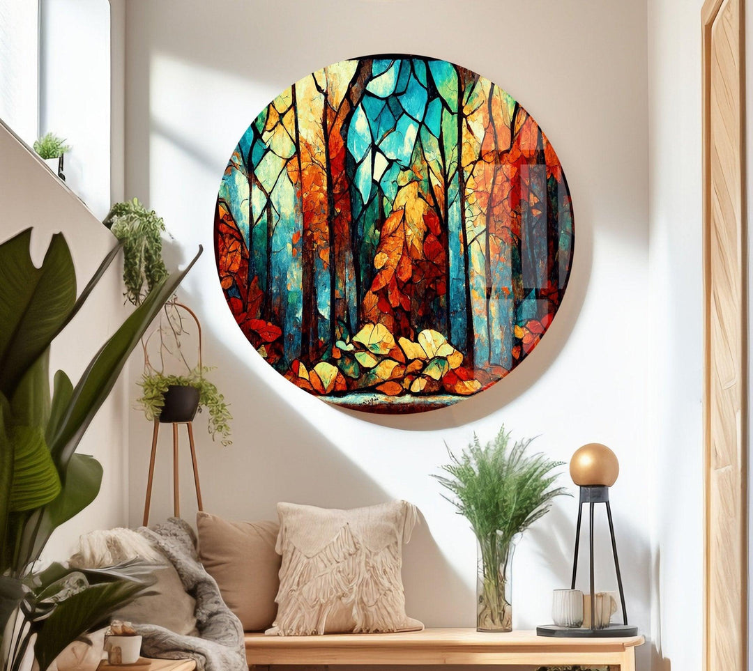 Autumn Forest Stained Glass Wall Art glass photo prints, glass picture prints