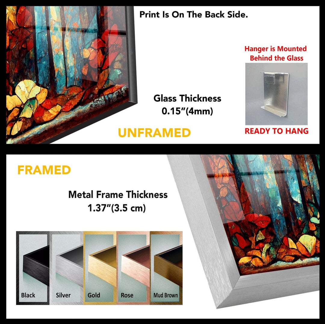 Autumn Forest Stained Glass Wall Art