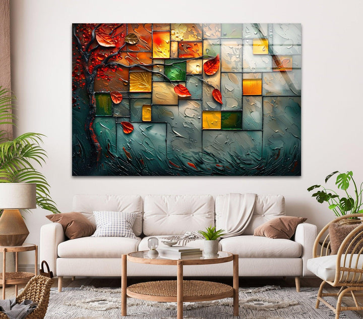 Autumn Mosaic Abstract Glass Wall Art stained glass wall art, stained glass wall decor
