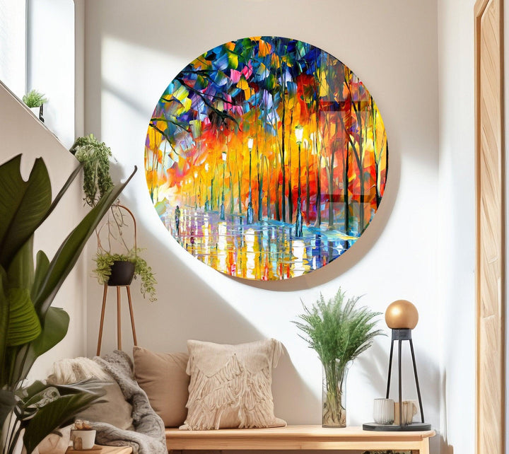 Autumn Oil Painting  Glass Wall Art