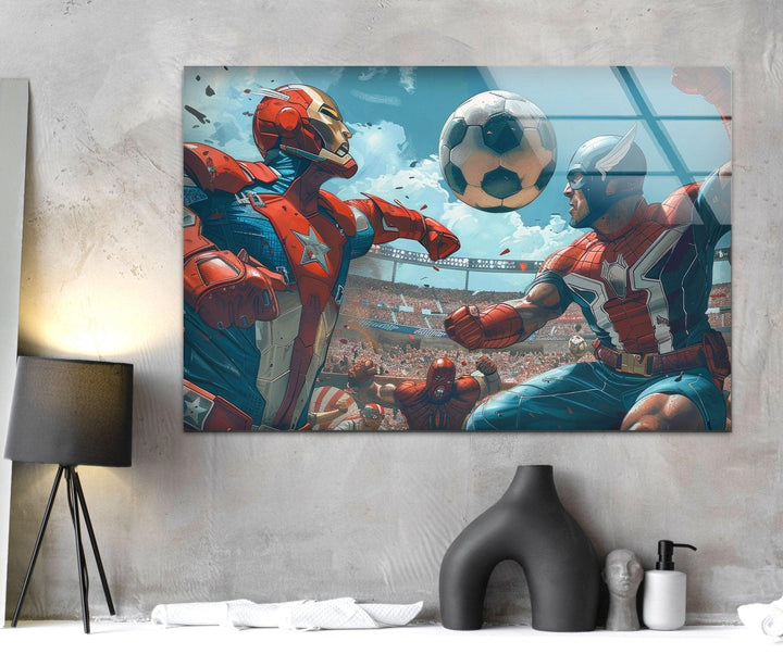 Avengers Football Glass Wall Art