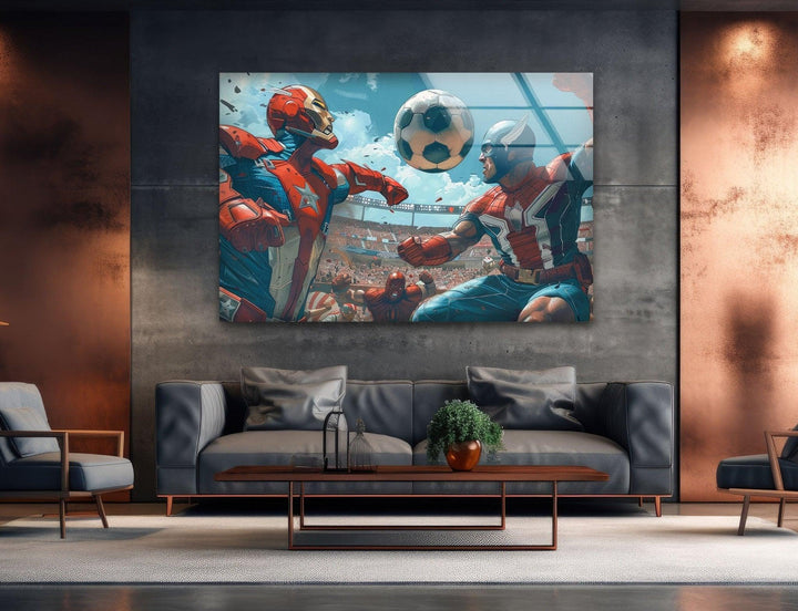 Avengers Football Glass Wall Art