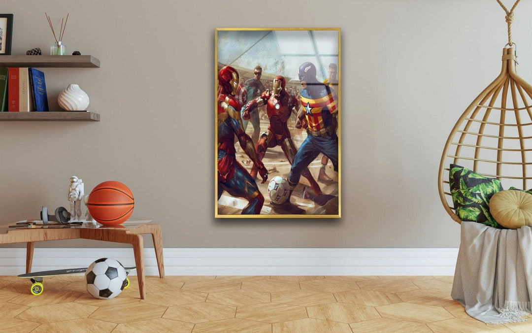 Avengers Soccer Glass Wall Art