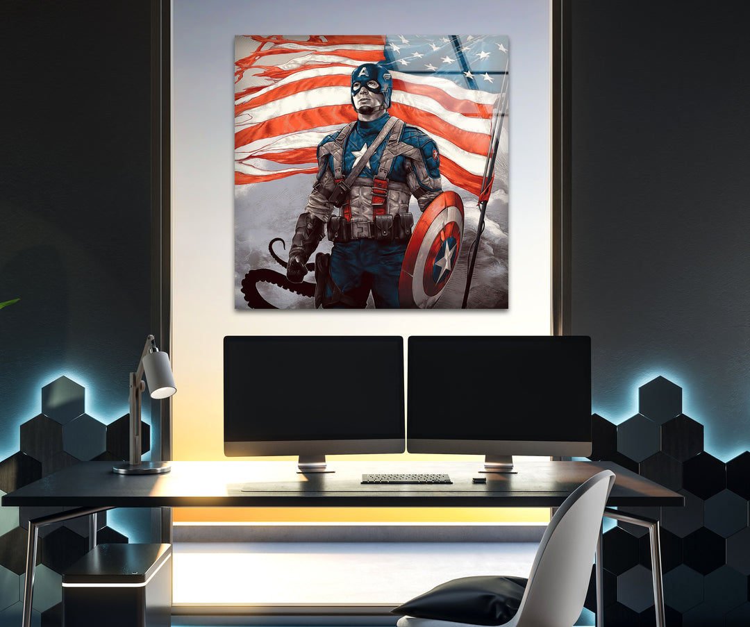 Marvel Captain America Glass Wall Art glass pictures for Wall, glass prints wall art
