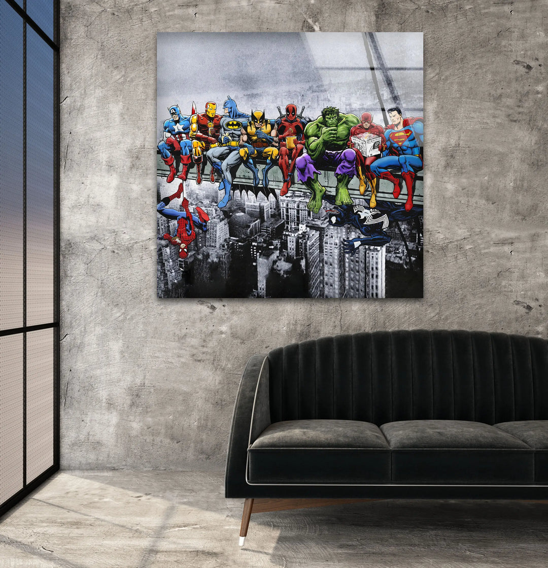 SuperHeroes Glass Wall Art photo print on glass, prints on glass wall art
