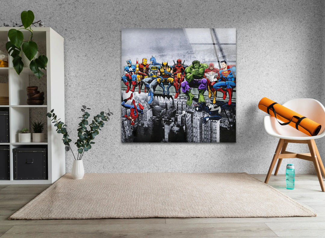 SuperHeroes Glass Wall Art print on glass, glass printed photos
