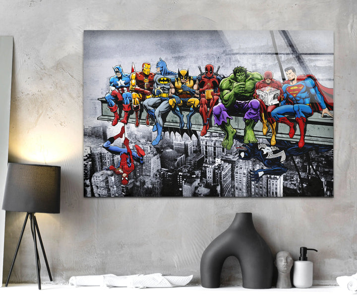 SuperHeroes Glass Wall Art print picture on glass, Tempered Glass Wall Art
