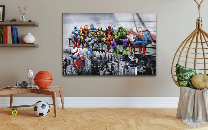 SuperHeroes Glass Wall Art custom glass pictures, glass art prints
