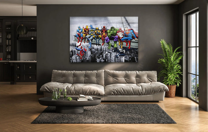 SuperHeroes Glass Wall Art picture on glass wall art, photos printed on glass
