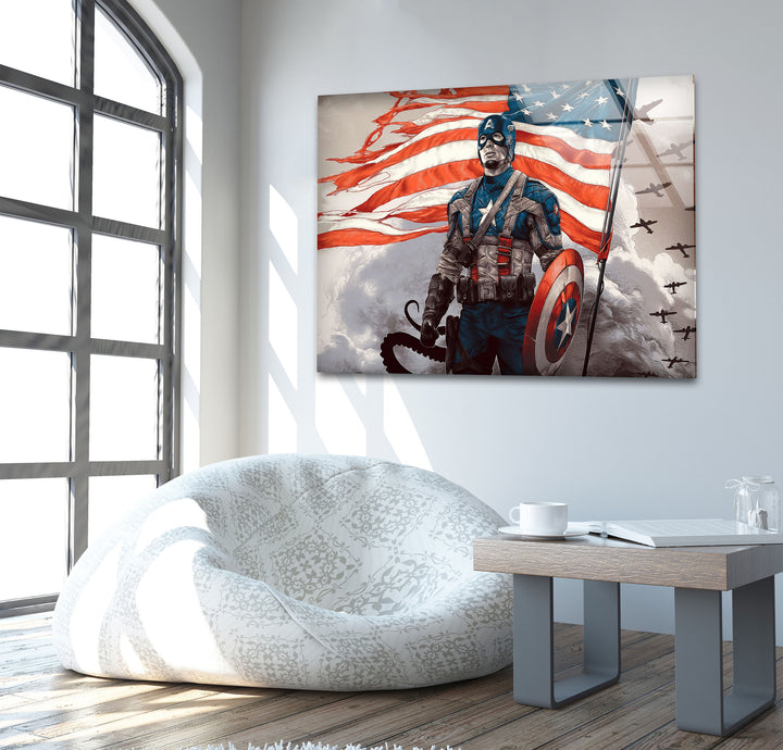 Marvel Captain America Glass Wall Art stained glass wall art, stained glass wall decor
