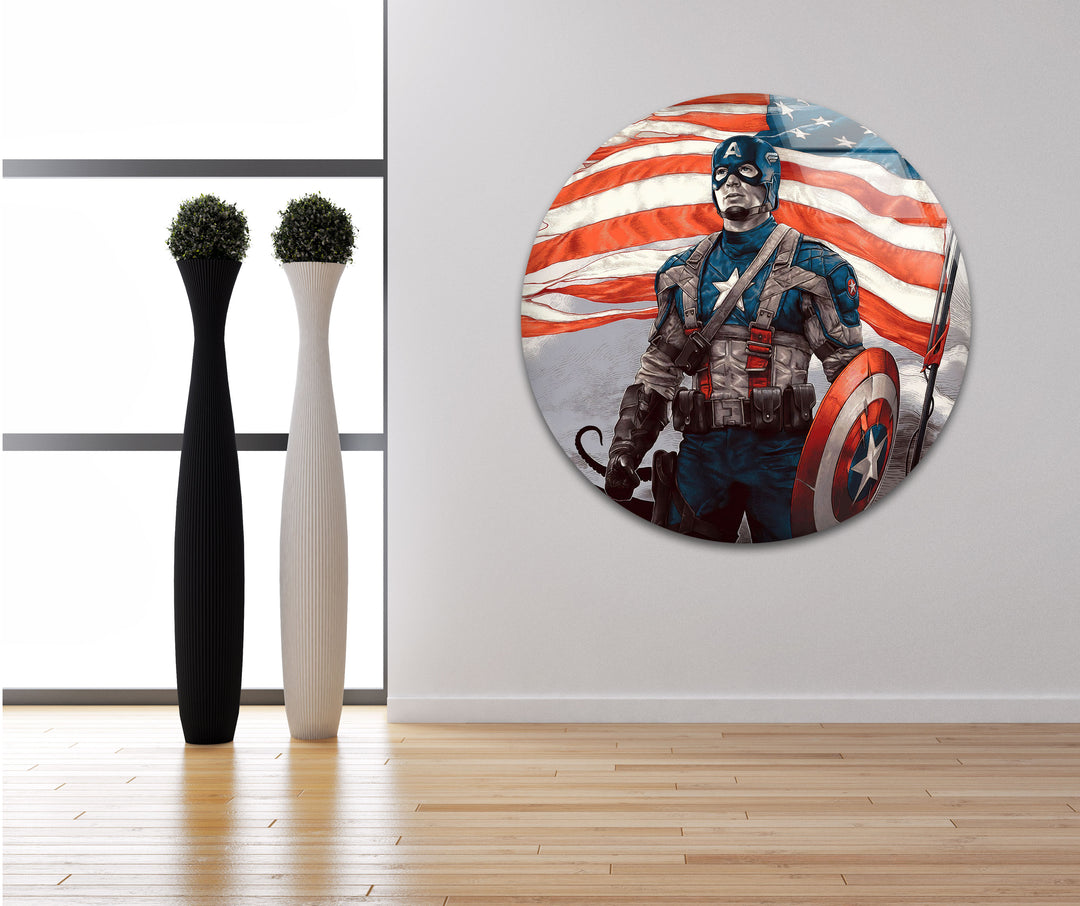 Marvel Captain America Glass Wall Art glass image printing, glass prints from photos
