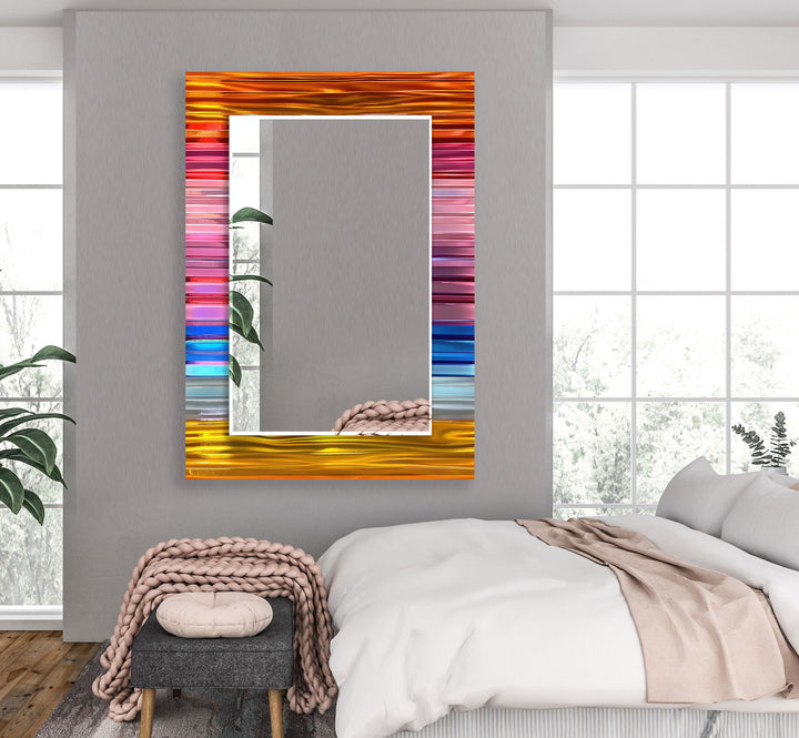 Colorful Lines Wall Mirror Square Wall Mirror
