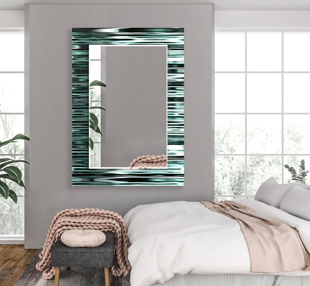 Green Reflective Lines Wall Mirror huge mirror
