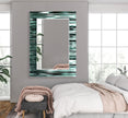 Green Reflective Lines Tempered Glass Wall Mirror