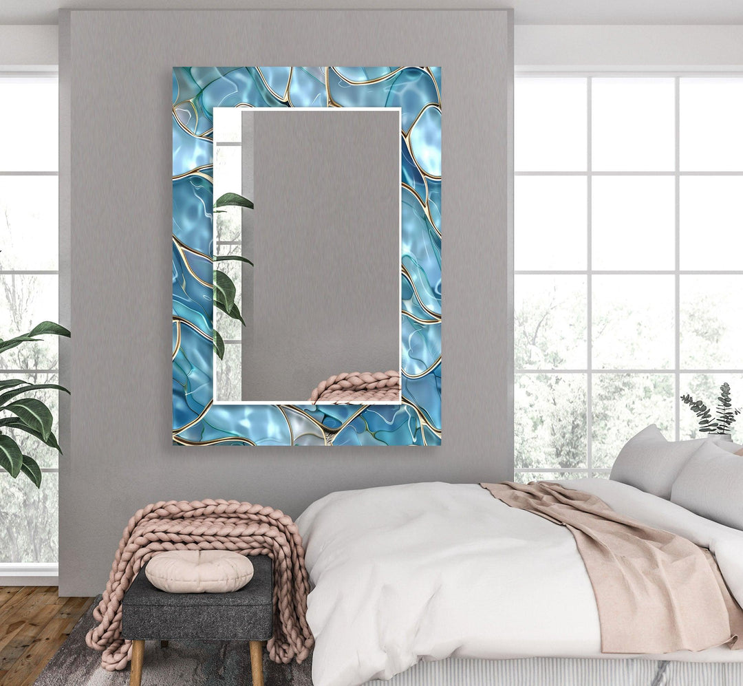 Blue Marble Sea View Wall Mirror Mosaic Mirror 
