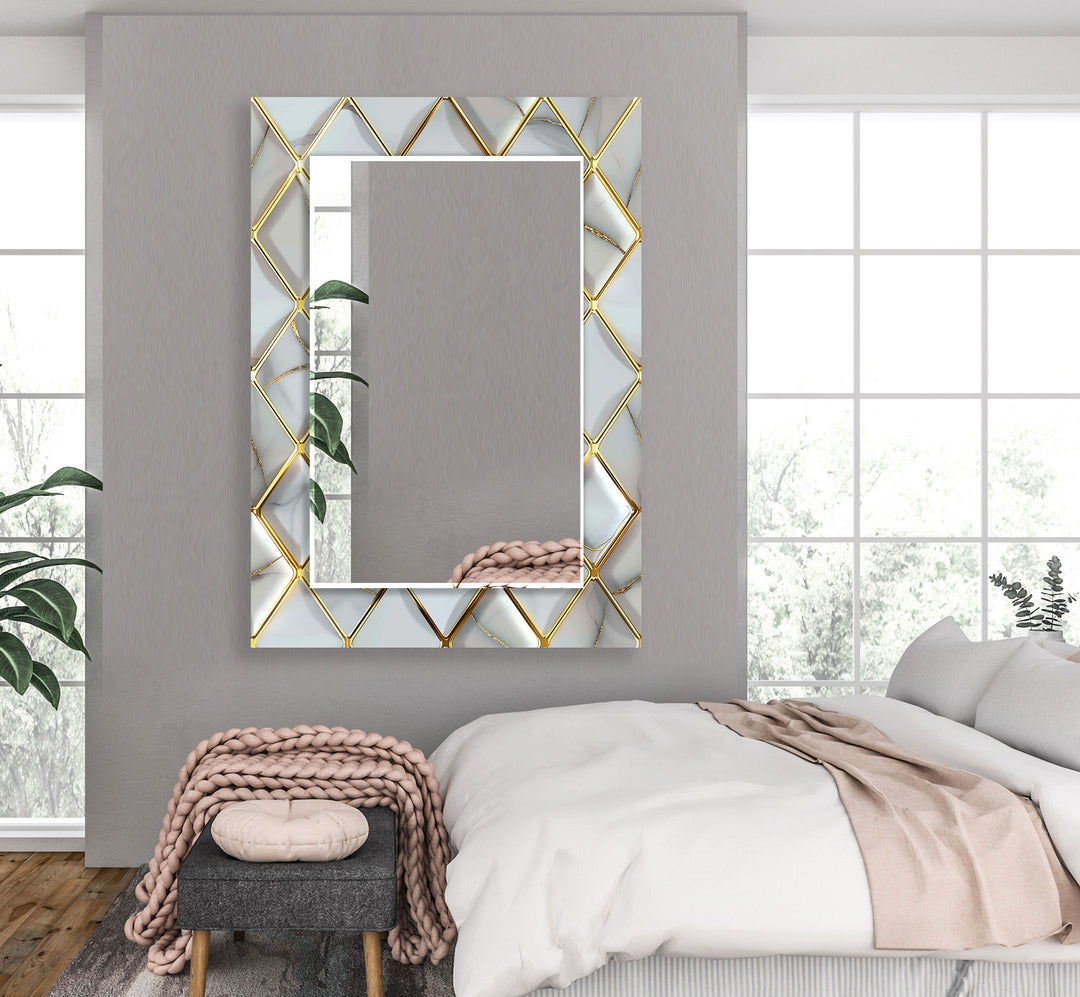 Gold Details Grey Marble Wall Mirror big mirror
