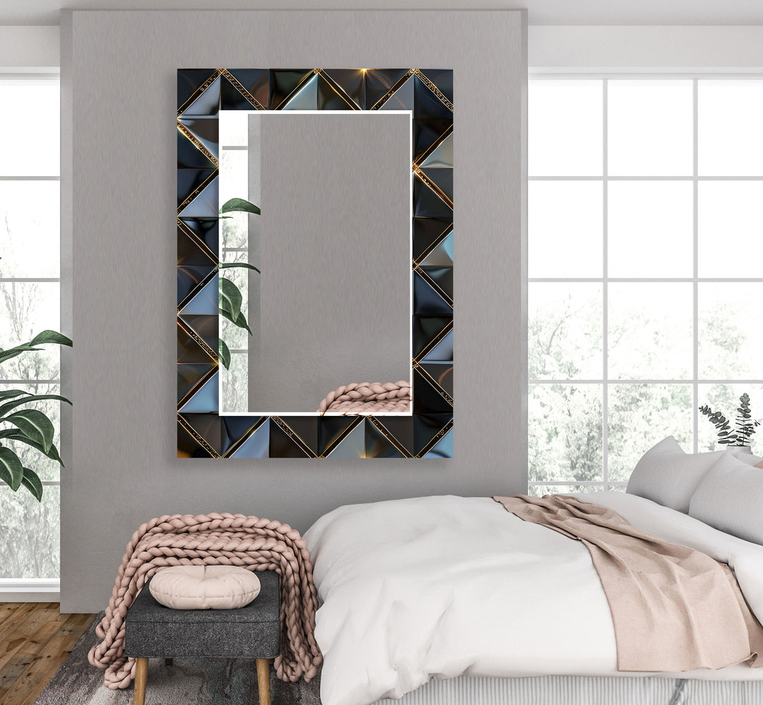 Black Geometric Design Wall Mirror Decorative Mirror
