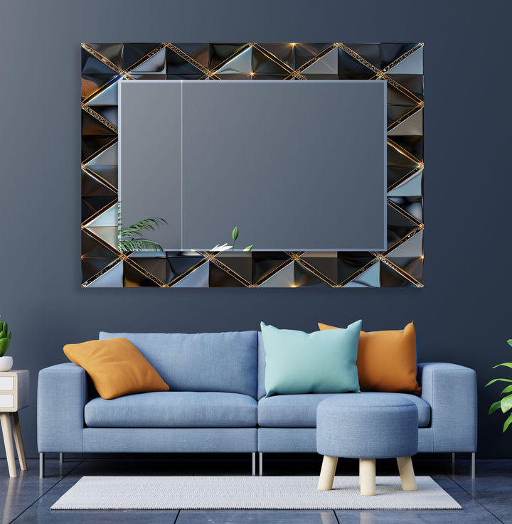 Black Geometric Design Wall Mirror Small Mirror
