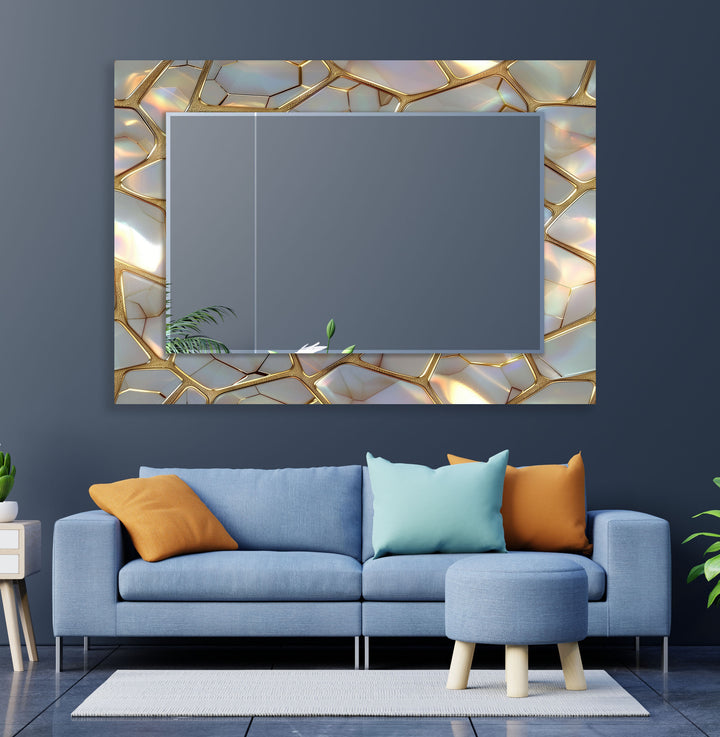 Golden Marble Design Wall Mirror Square Wall Mirror
